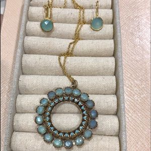 Aqua stone necklace and earring set or separate